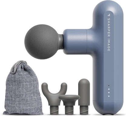 Deep Tissue Percussion Massage Gun, Powerboost Move Evo Hot & Cold Rechargeable Handheld Massager, 4 Adjustable Speeds, 5 Attachment Heads & Carrying Case, for Muscle Pain Relief, Blue