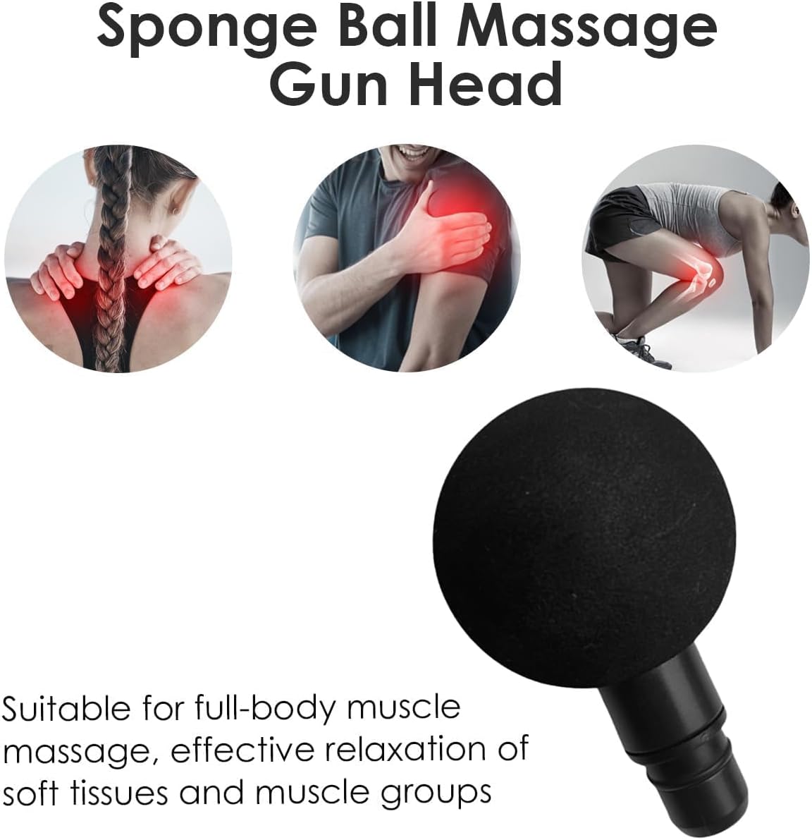 Fascia Gun Massage Head 20mm Diameter Muscle Head Accessory Deep Tissue Applicator for Buttocks (2.4in Big Ball Heads)