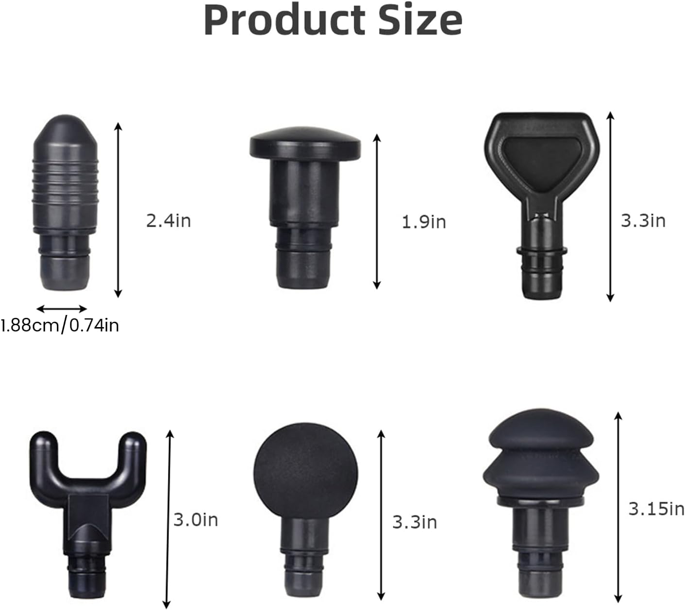 Fascia Gun Massage Head 20mm Diameter Muscle Head Accessory Deep Tissue Applicator for Buttocks (2.4in Big Ball Heads)