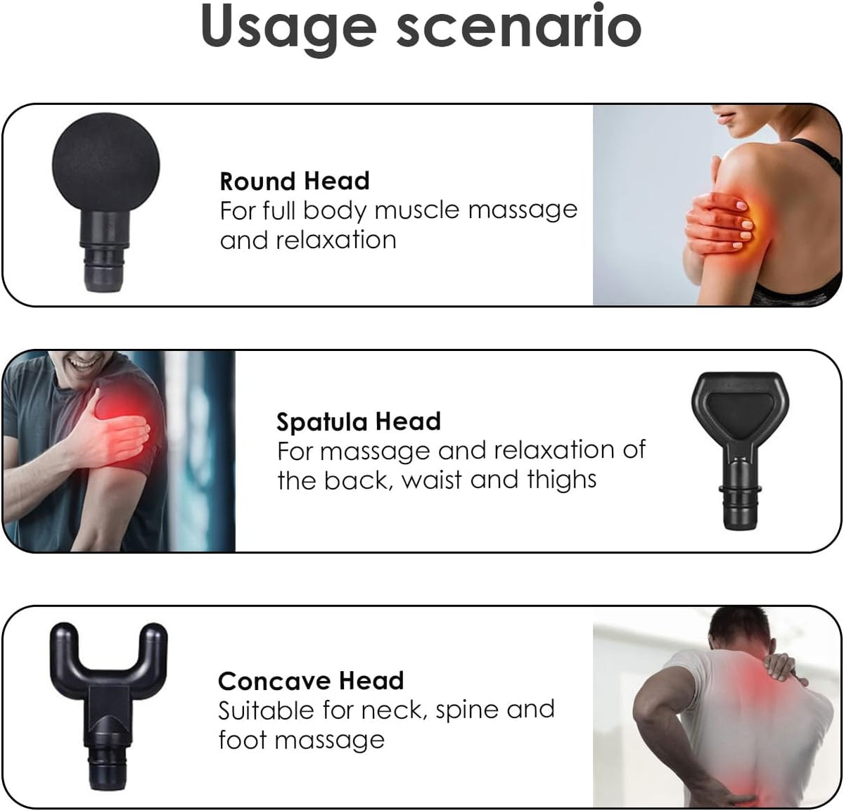 Fascia Gun Massage Head 20mm Diameter Muscle Head Accessory Deep Tissue Applicator for Buttocks (2.4in Big Ball Heads)