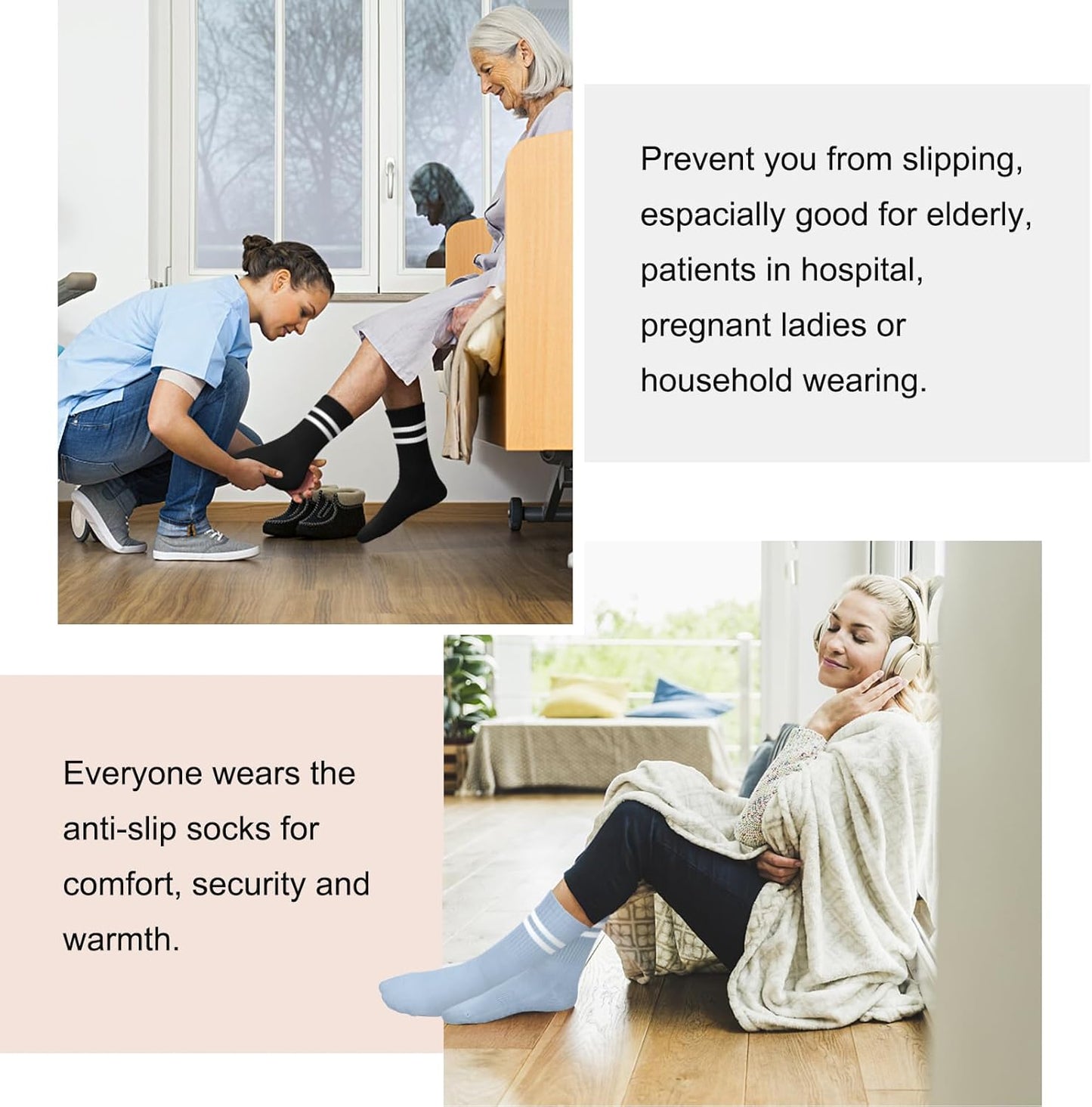 Pilates Socks for Women, Non Slip Grip Socks for Yoga, Barre, Hospital, Grippy Socks Womens Gifts, 4 Pairs