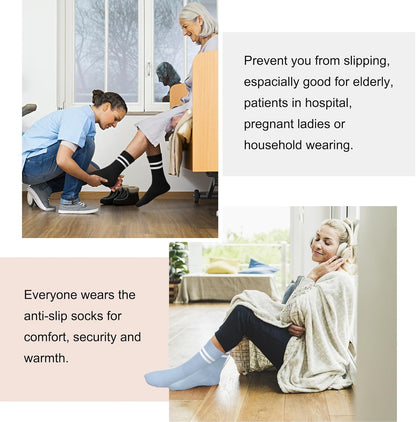 Pilates Socks for Women, Non Slip Grip Socks for Yoga, Barre, Hospital, Grippy Socks Womens Gifts, 4 Pairs