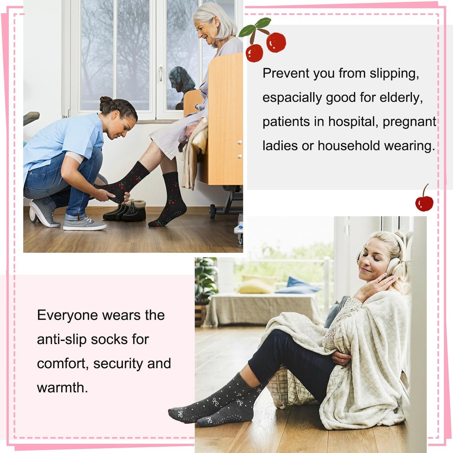 Pilates Socks for Women, Non Slip Grip Socks for Yoga, Barre, Hospital, Grippy Socks Womens Gifts, 4 Pairs