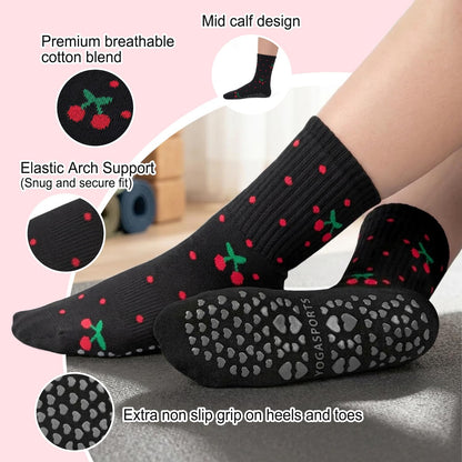 Pilates Socks for Women, Non Slip Grip Socks for Yoga, Barre, Hospital, Grippy Socks Womens Gifts, 4 Pairs
