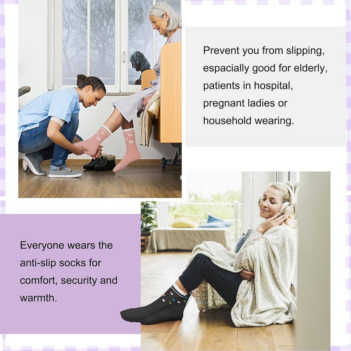 Pilates Socks for Women, Non Slip Grip Socks for Yoga, Barre, Hospital, Grippy Socks Womens Gifts, 4 Pairs