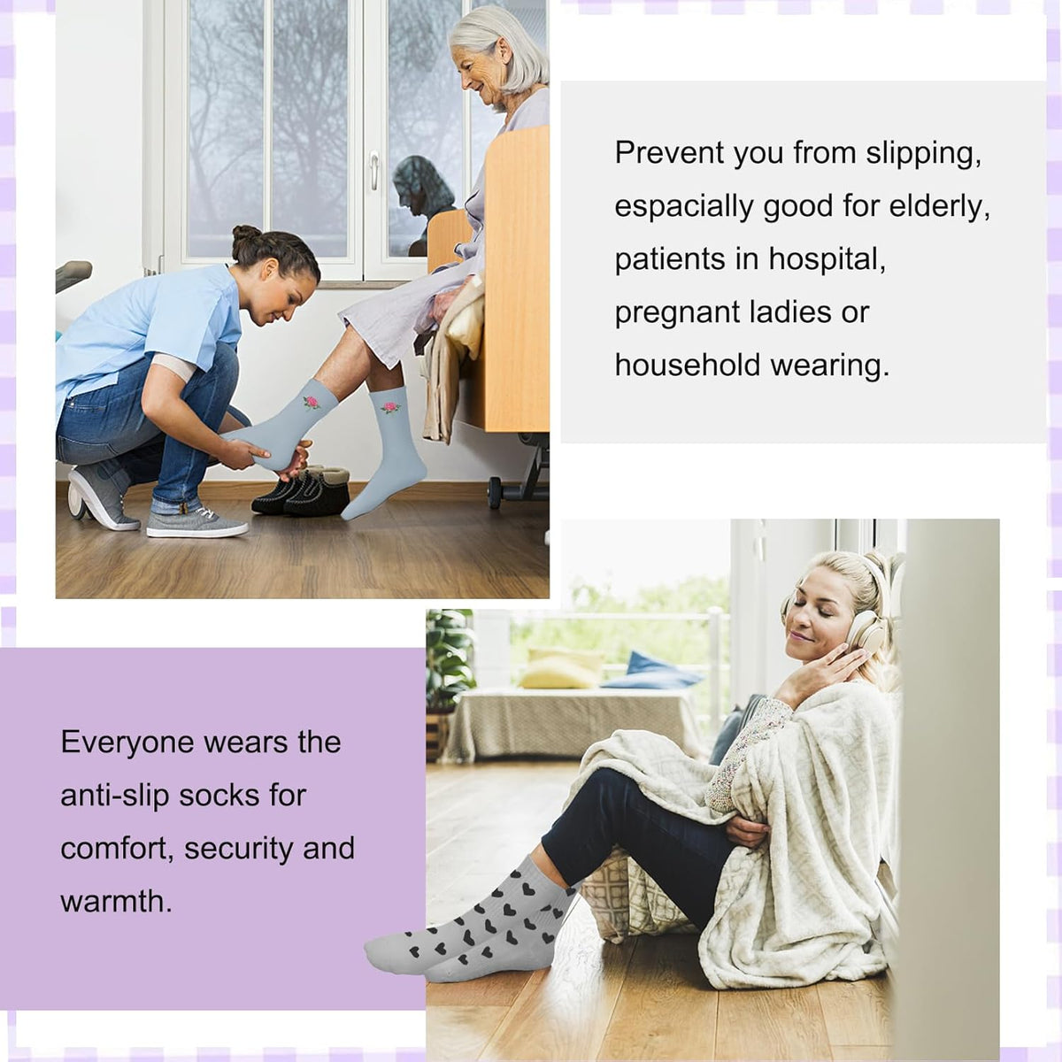 Pilates Socks for Women, Non Slip Grip Socks for Yoga, Barre, Hospital, Grippy Socks Womens Gifts, 4 Pairs