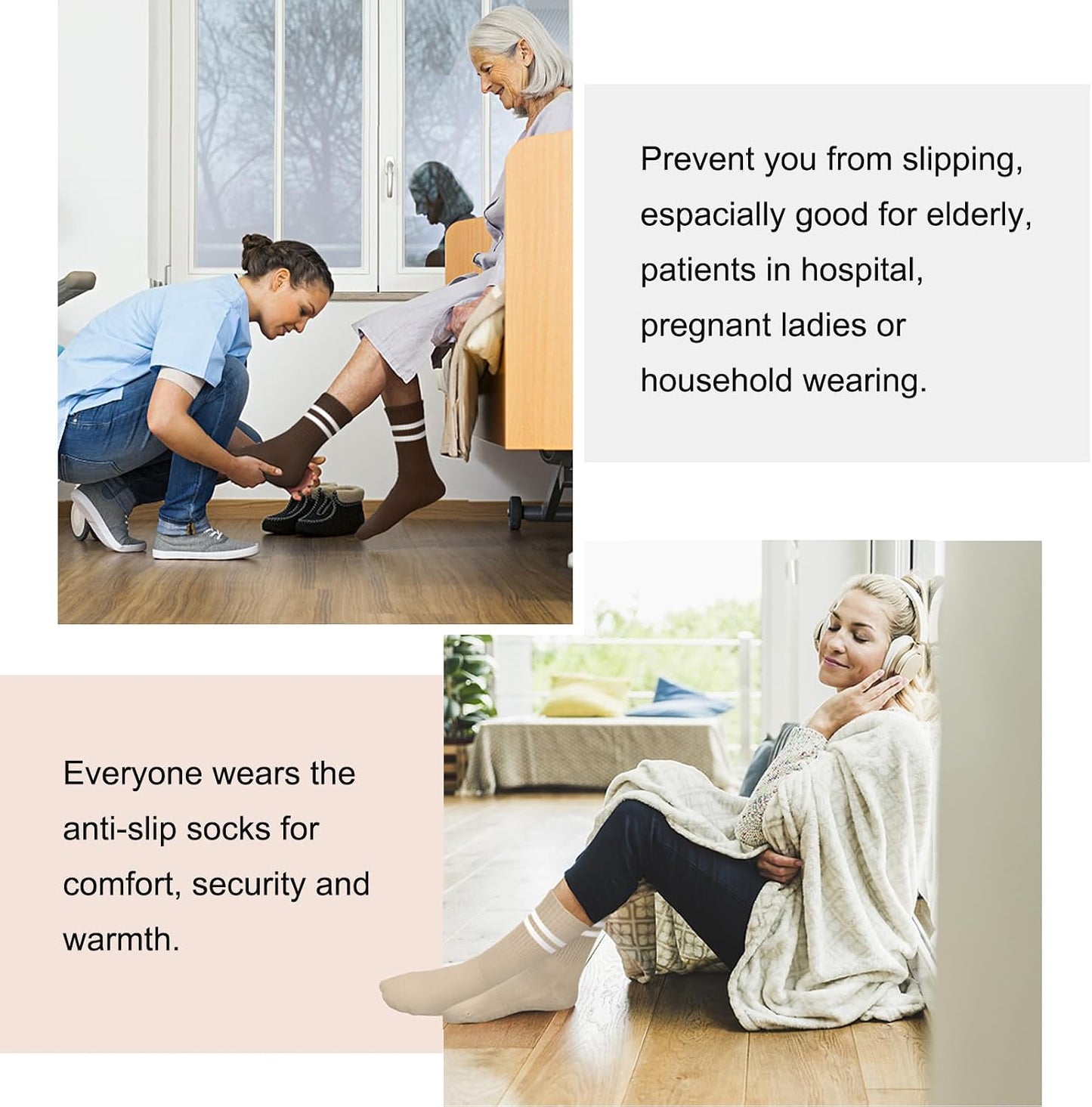 Pilates Socks for Women, Non Slip Grip Socks for Yoga, Barre, Hospital, Grippy Socks Womens Gifts, 4 Pairs