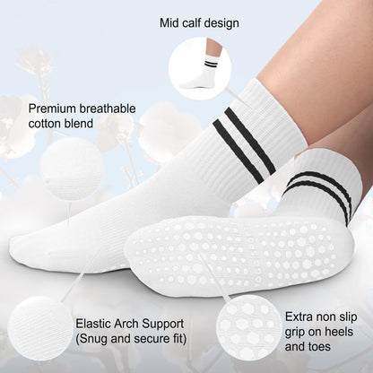 Pilates Socks for Women, Non Slip Grip Socks for Yoga, Barre, Hospital, Grippy Socks Womens Gifts, 4 Pairs