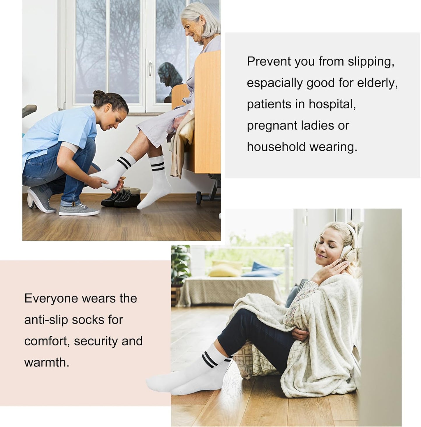 Pilates Socks for Women, Non Slip Grip Socks for Yoga, Barre, Hospital, Grippy Socks Womens Gifts, 4 Pairs