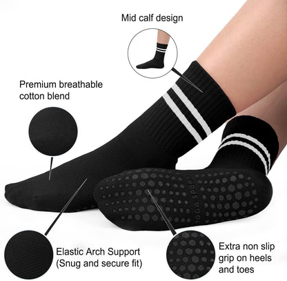 Pilates Socks for Women, Non Slip Grip Socks for Yoga, Barre, Hospital, Grippy Socks Womens Gifts, 4 Pairs