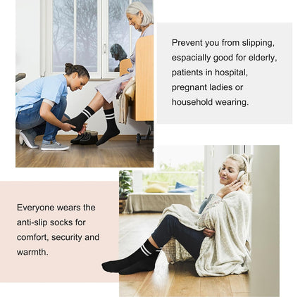Pilates Socks for Women, Non Slip Grip Socks for Yoga, Barre, Hospital, Grippy Socks Womens Gifts, 4 Pairs