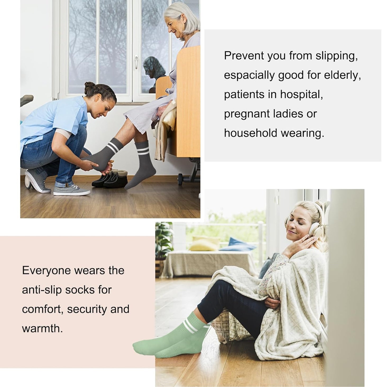 Pilates Socks for Women, Non Slip Grip Socks for Yoga, Barre, Hospital, Grippy Socks Womens Gifts, 4 Pairs