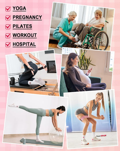 Pilates Socks for Women, Non Slip Grip Socks for Yoga, Barre, Hospital, Grippy Socks Womens Gifts, 4 Pairs