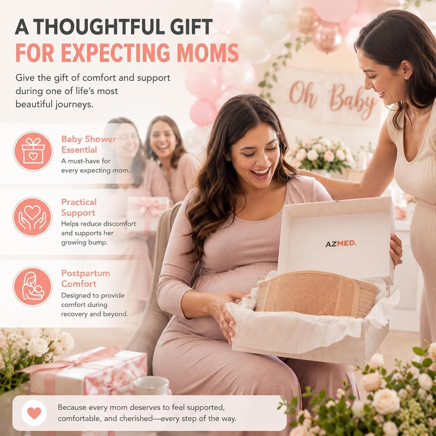 Maternity Belt Back Support - Adjustable Abdominal Binder for Pregnancy - Belly Band for Pelvic, Waist & Lower Back Comfort - Fits Up to 46 Inches - Beige