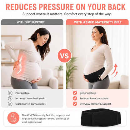 Maternity Belt Back Support - Adjustable Abdominal Binder for Pregnancy - Belly Band for Pelvic, Waist & Lower Back Comfort - Fits Up to 46 Inches - Beige