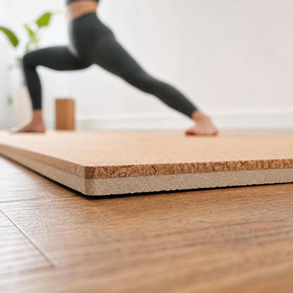 Cork Yoga Mat 6mm Extra Thick TPE Non-Slip Workout Mat with Alignment Lines for Hot Yoga and Home Gym