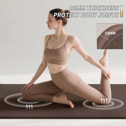Foldable Fitness Yoga Mat | 2/5" (10MM) Extra Thick | SGS Certified Non-Slip TPE | 75x26" Extra Long-Wide | Portable & Easy Store | for Yoga, Pilates, Home Gym & Full-Body Workouts