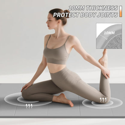 Foldable Fitness Yoga Mat | 2/5" (10MM) Extra Thick | SGS Certified Non-Slip TPE | 75x26" Extra Long-Wide | Portable & Easy Store | for Yoga, Pilates, Home Gym & Full-Body Workouts