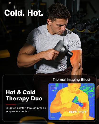 Mini Massage Gun with Heat and Cold Therapy for Muscle Recovery, Pocket-Sized Deep Tissue Massager, Portable Percussion Massage Gun for Pain Relief, Fathers Day Dad Gifts