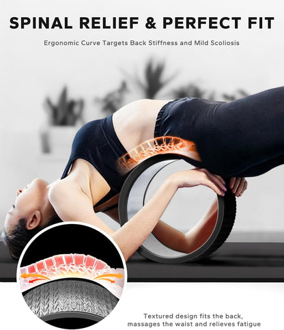 HAPBEAR Yoga Wheel Set with Exercise Ball, 12'' Back Roller Wheel for Back Pain Relief, Foam Roller for Back Stretching, Physical Therapy & Muscle Massage