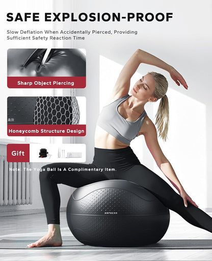 HAPBEAR Yoga Wheel Set with Exercise Ball, 12'' Back Roller Wheel for Back Pain Relief, Foam Roller for Back Stretching, Physical Therapy & Muscle Massage