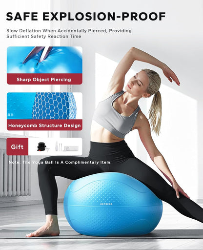 HAPBEAR Yoga Wheel Set with Exercise Ball, 12'' Back Roller Wheel for Back Pain Relief, Foam Roller for Back Stretching, Physical Therapy & Muscle Massage