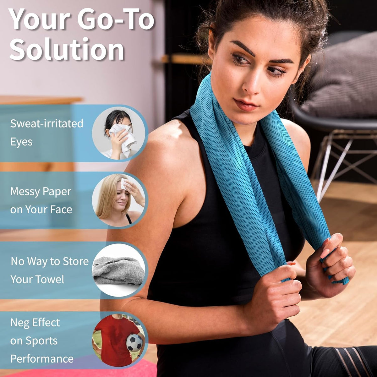 4-Pack Cooling Towels (40"x 12"), Cooling Neck Wraps, Ice Towel
