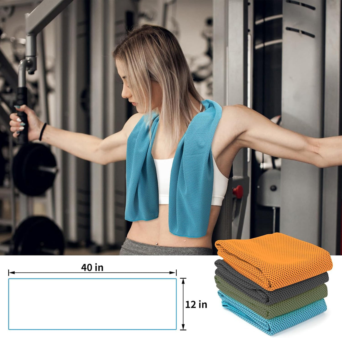 4-Pack Cooling Towels (40"x 12"), Cooling Neck Wraps, Ice Towel