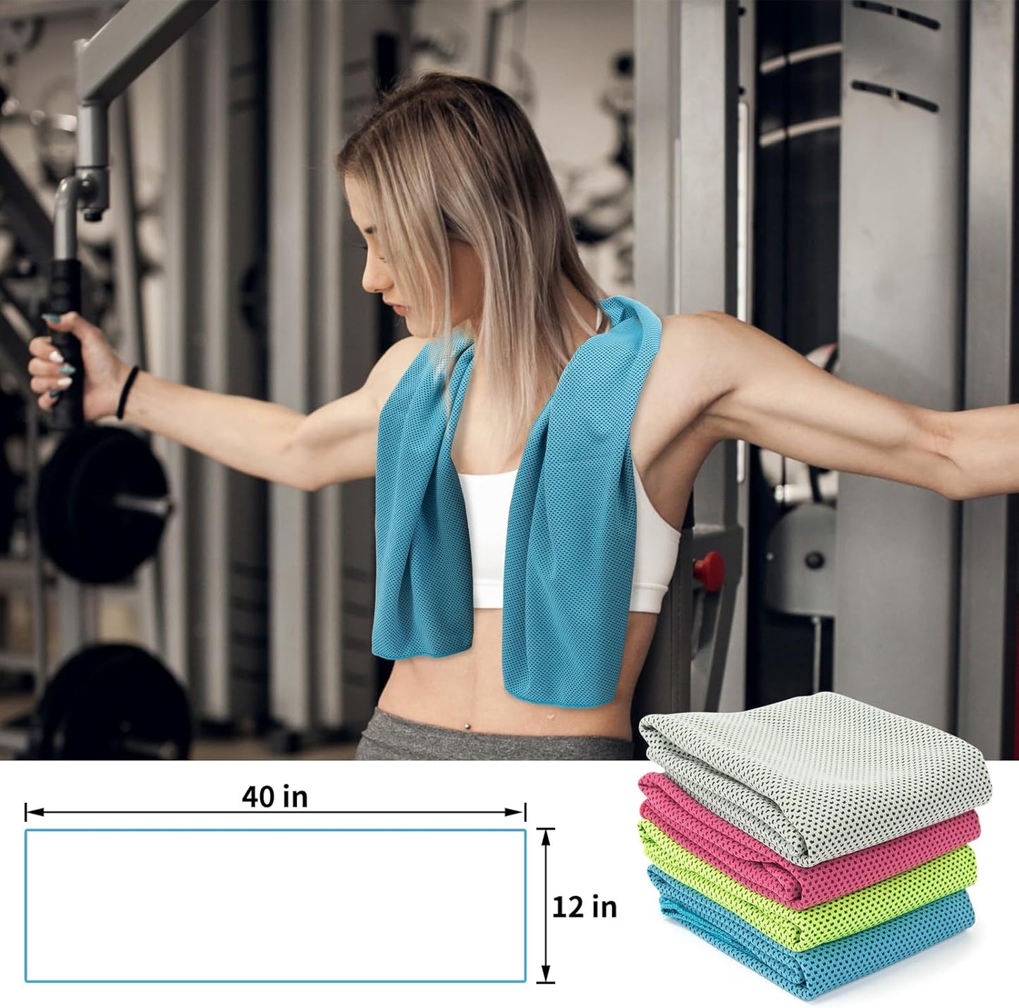 4-Pack Cooling Towels (40"x 12"), Cooling Neck Wraps, Ice Towel