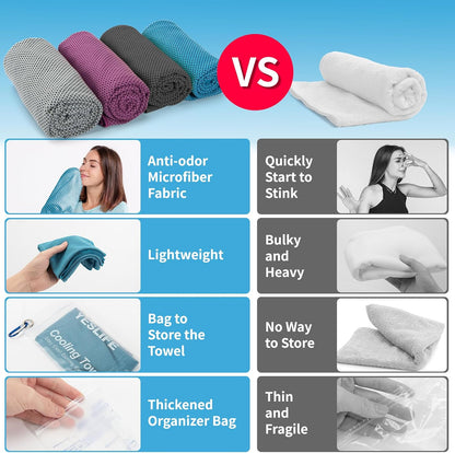 4-Pack Cooling Towels (40"x 12"), Cooling Neck Wraps, Ice Towel