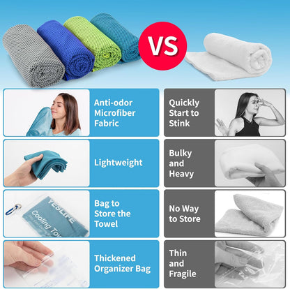 4-Pack Cooling Towels (40"x 12"), Cooling Neck Wraps, Ice Towel