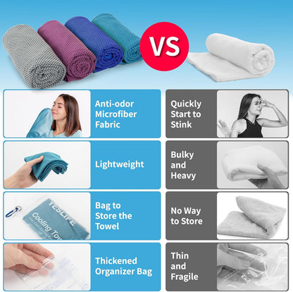 4-Pack Cooling Towels (40"x 12"), Cooling Neck Wraps, Ice Towel