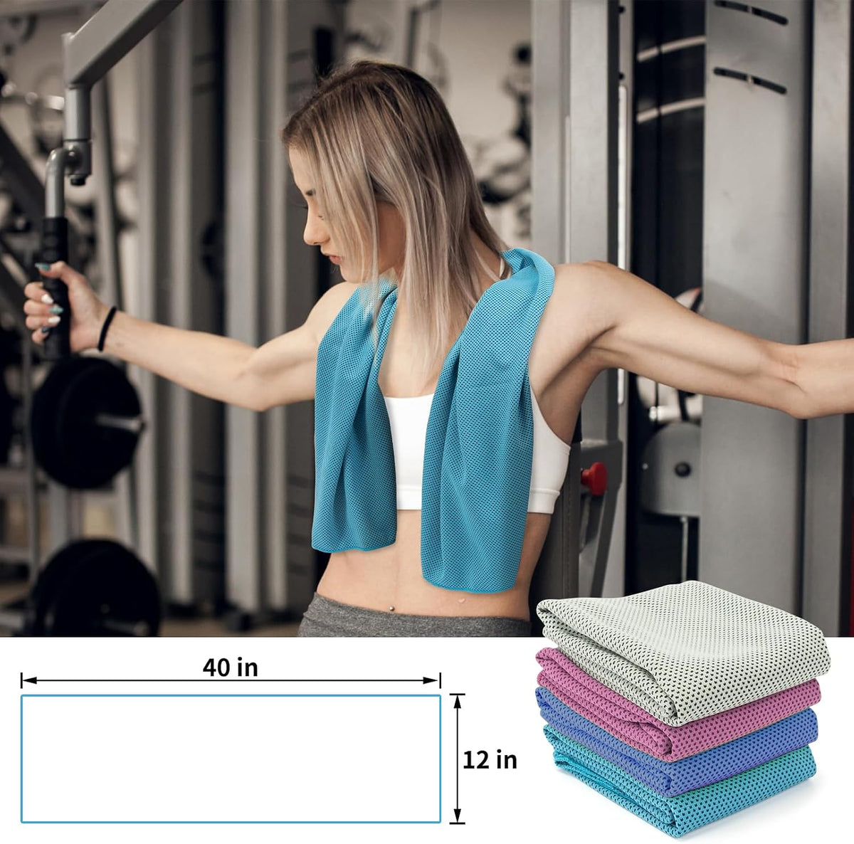 4-Pack Cooling Towels (40"x 12"), Cooling Neck Wraps, Ice Towel