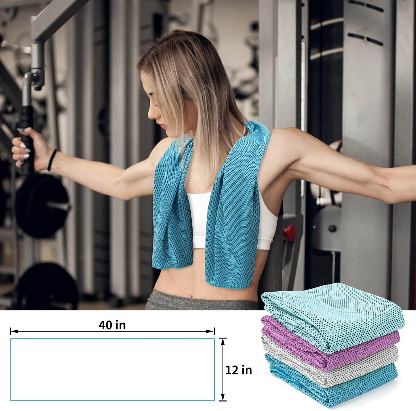 4-Pack Cooling Towels (40"x 12"), Cooling Neck Wraps, Ice Towel
