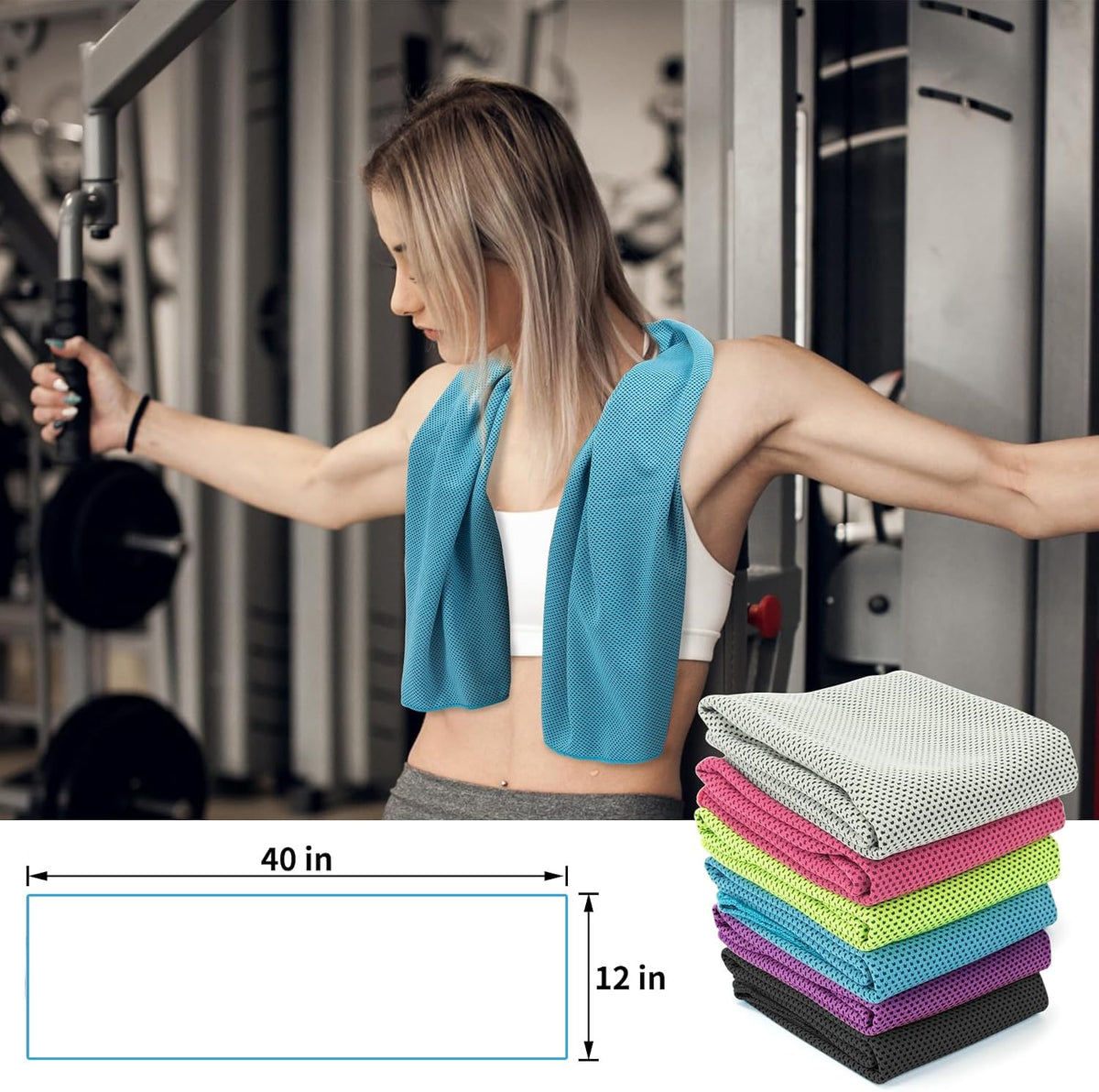 4-Pack Cooling Towels (40"x 12"), Cooling Neck Wraps, Ice Towel