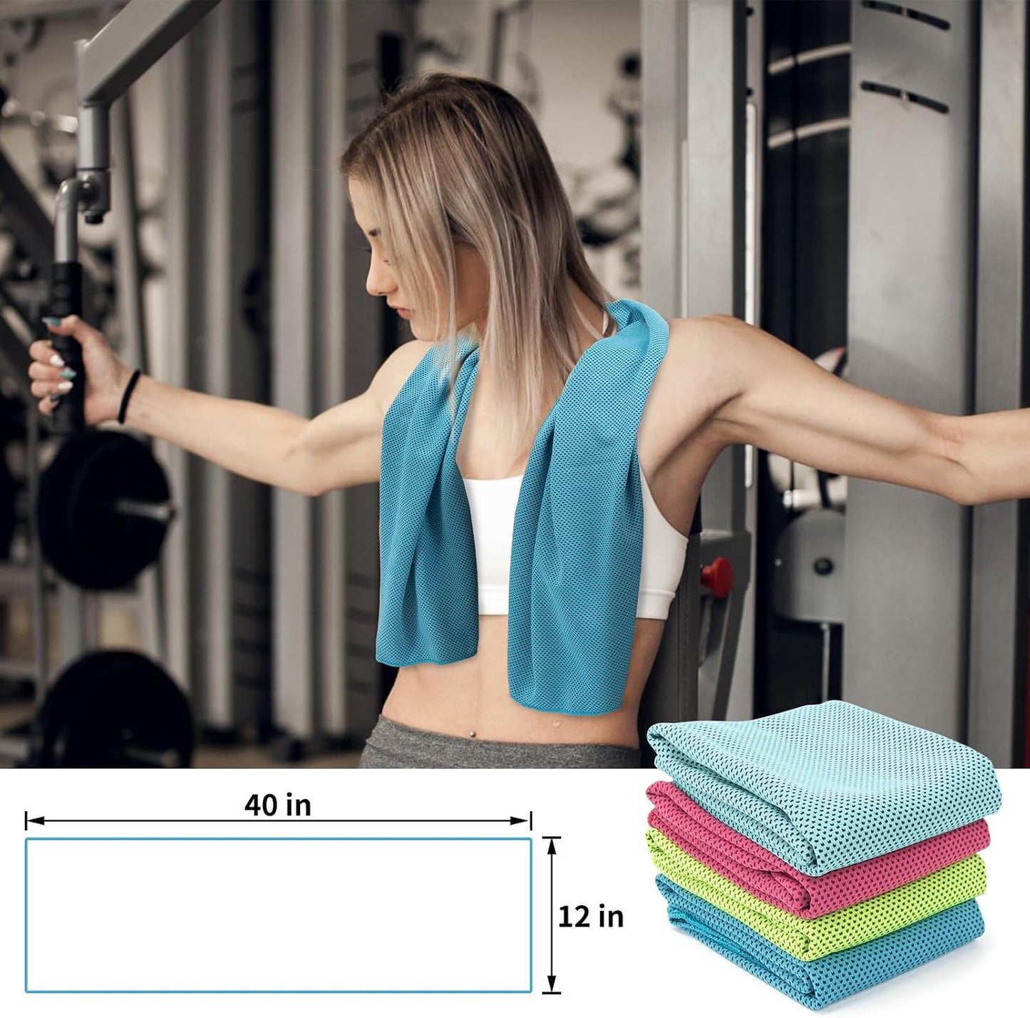 4-Pack Cooling Towels (40"x 12"), Cooling Neck Wraps, Ice Towel