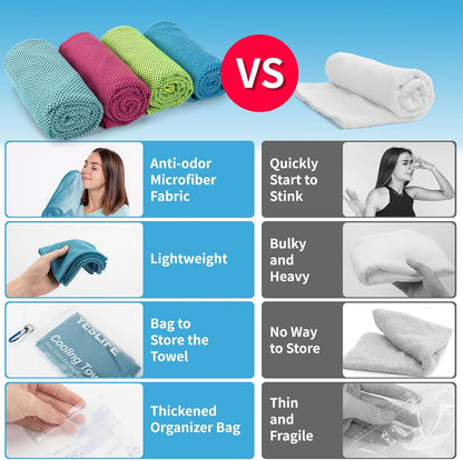 4-Pack Cooling Towels (40"x 12"), Cooling Neck Wraps, Ice Towel