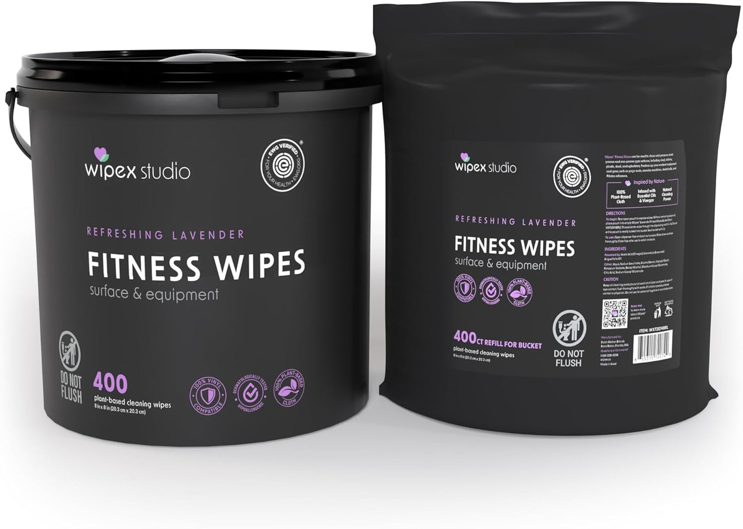 Gym Wipes - Natural Fitness Equipment Wipes, EWG Verified, Plant-Based Cloth with Lavender & Vinegar, All-Purpose Cleaner - Safe on Peloton Bikes & Yoga Mats, 400 Count