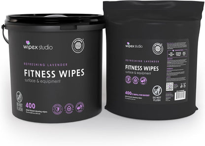 Gym Wipes - Natural Fitness Equipment Wipes, EWG Verified, Plant-Based Cloth with Lavender & Vinegar, All-Purpose Cleaner - Safe on Peloton Bikes & Yoga Mats, 400 Count