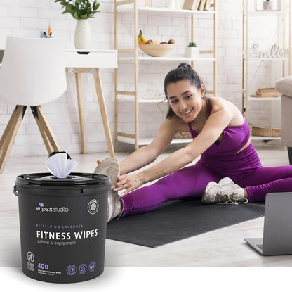 Gym Wipes - Natural Fitness Equipment Wipes, EWG Verified, Plant-Based Cloth with Lavender & Vinegar, All-Purpose Cleaner - Safe on Peloton Bikes & Yoga Mats, 400 Count