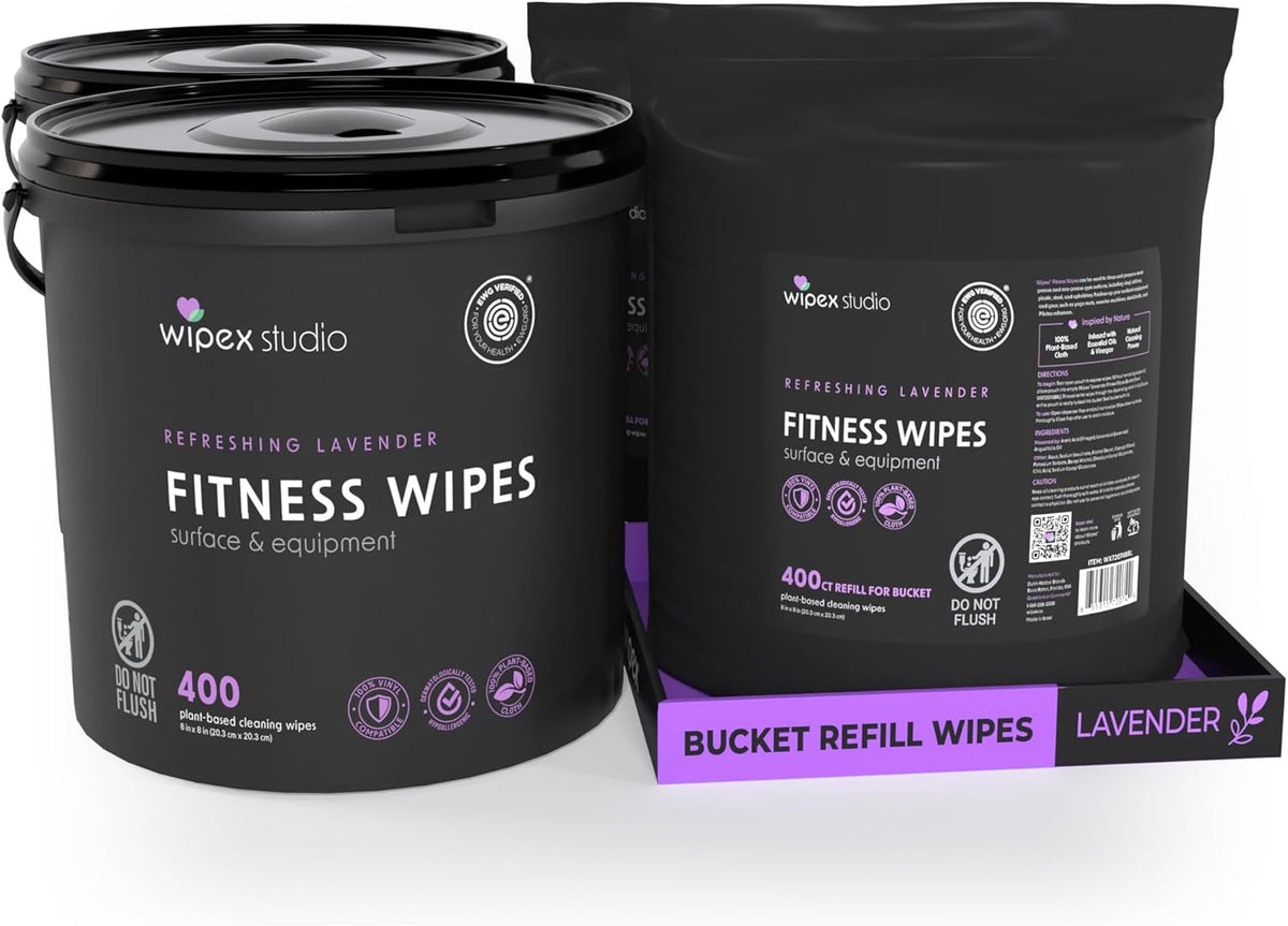 Gym Wipes - Natural Fitness Equipment Wipes, EWG Verified, Plant-Based Cloth with Lavender & Vinegar, All-Purpose Cleaner - Safe on Peloton Bikes & Yoga Mats, 400 Count