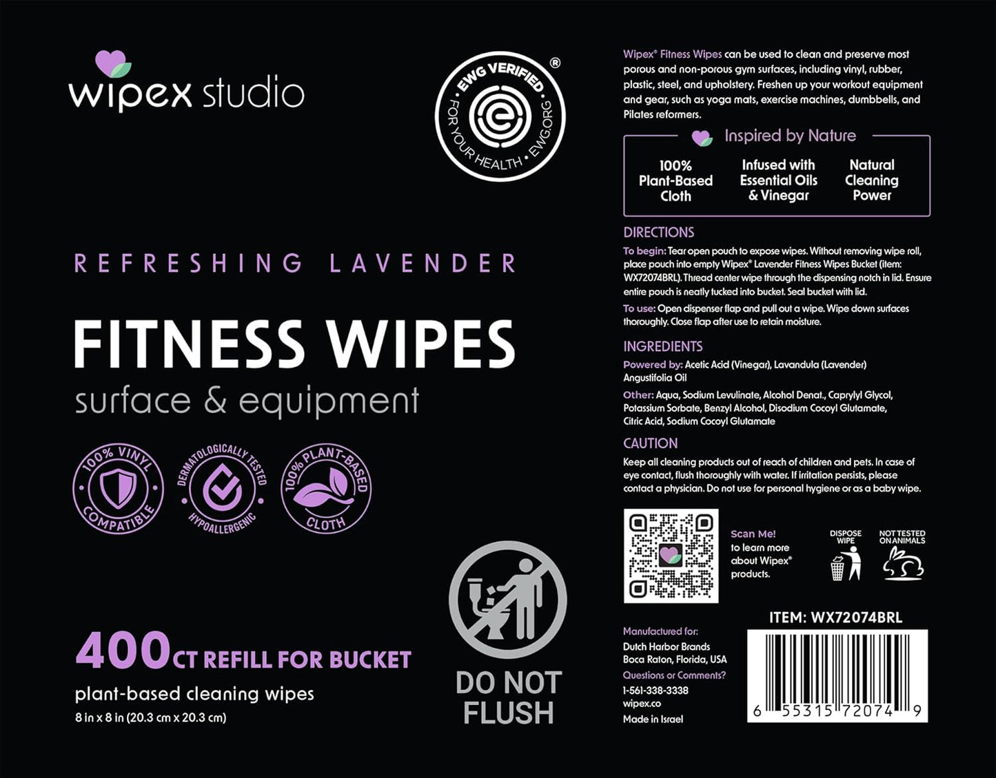 Gym Wipes - Natural Fitness Equipment Wipes, EWG Verified, Plant-Based Cloth with Lavender & Vinegar, All-Purpose Cleaner - Safe on Peloton Bikes & Yoga Mats, 400 Count