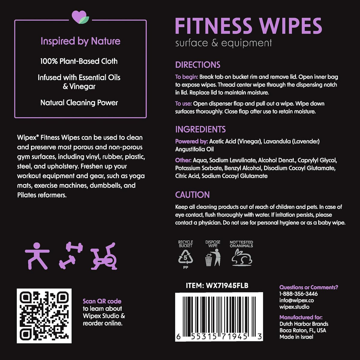 Gym Wipes - Natural Fitness Equipment Wipes, EWG Verified, Plant-Based Cloth with Lavender & Vinegar, All-Purpose Cleaner - Safe on Peloton Bikes & Yoga Mats, 400 Count