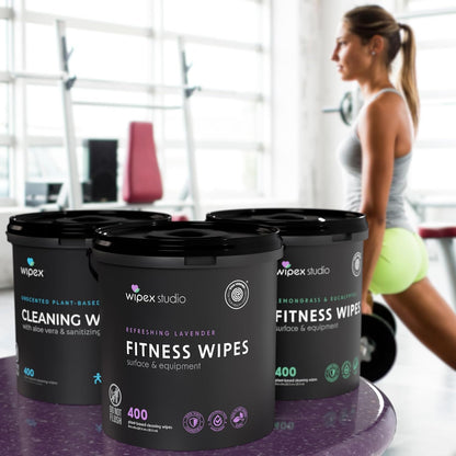 Gym Wipes - Natural Fitness Equipment Wipes, EWG Verified, Plant-Based Cloth with Lavender & Vinegar, All-Purpose Cleaner - Safe on Peloton Bikes & Yoga Mats, 400 Count