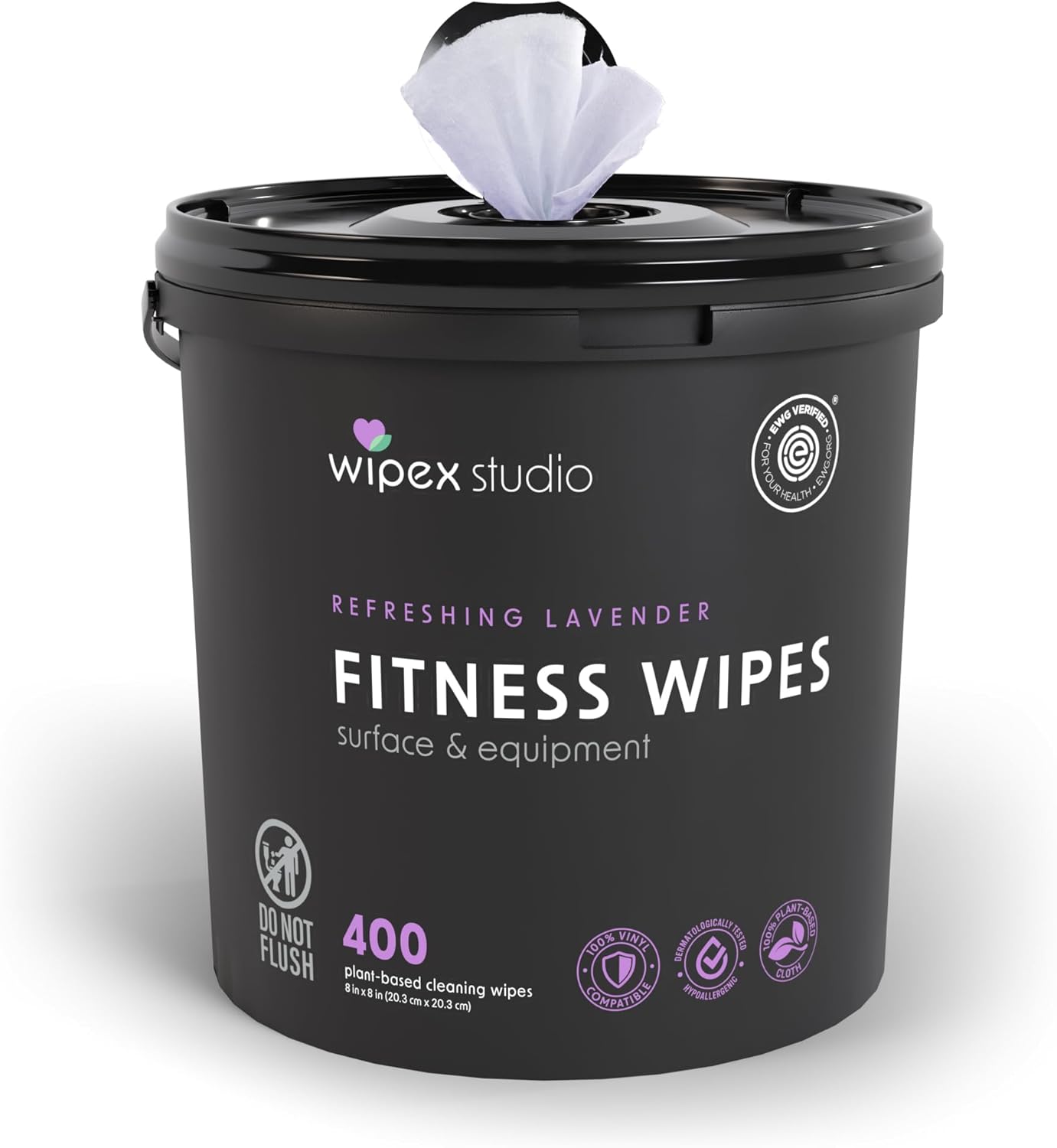 Gym Wipes - Natural Fitness Equipment Wipes, EWG Verified, Plant-Based Cloth with Lavender & Vinegar, All-Purpose Cleaner - Safe on Peloton Bikes & Yoga Mats, 400 Count