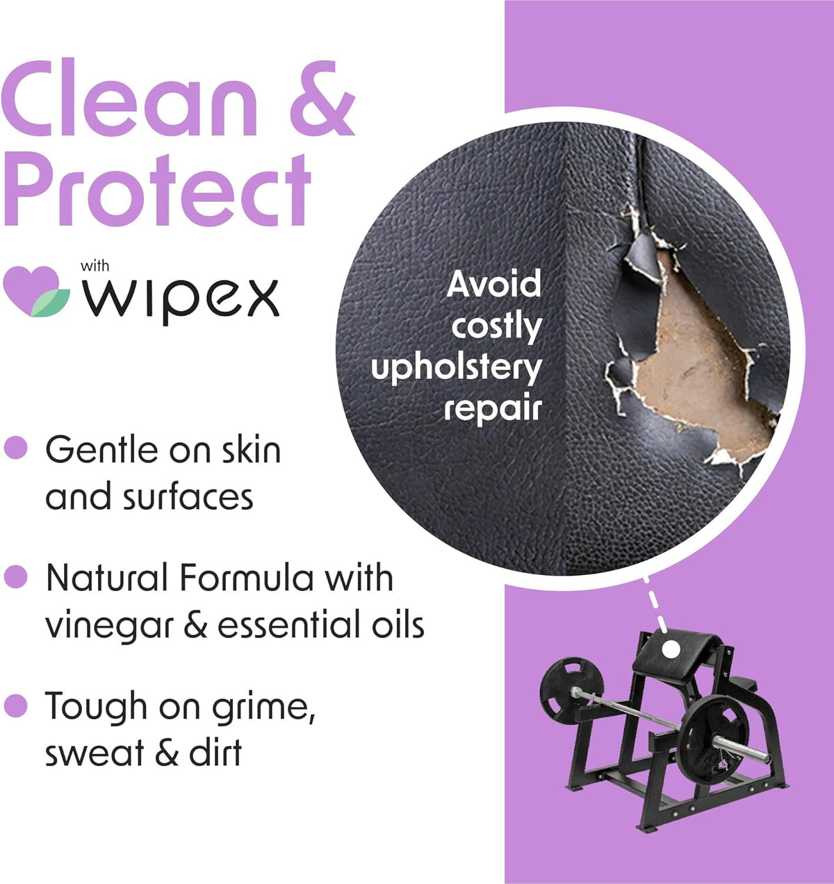 Gym Wipes - Natural Fitness Equipment Wipes, EWG Verified, Plant-Based Cloth with Lavender & Vinegar, All-Purpose Cleaner - Safe on Peloton Bikes & Yoga Mats, 400 Count