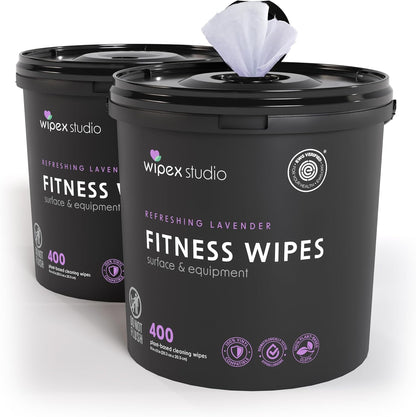 Gym Wipes - Natural Fitness Equipment Wipes, EWG Verified, Plant-Based Cloth with Lavender & Vinegar, All-Purpose Cleaner - Safe on Peloton Bikes & Yoga Mats, 400 Count