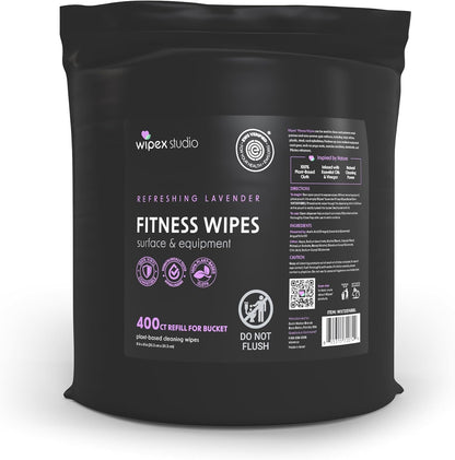 Gym Wipes - Natural Fitness Equipment Wipes, EWG Verified, Plant-Based Cloth with Lavender & Vinegar, All-Purpose Cleaner - Safe on Peloton Bikes & Yoga Mats, 400 Count