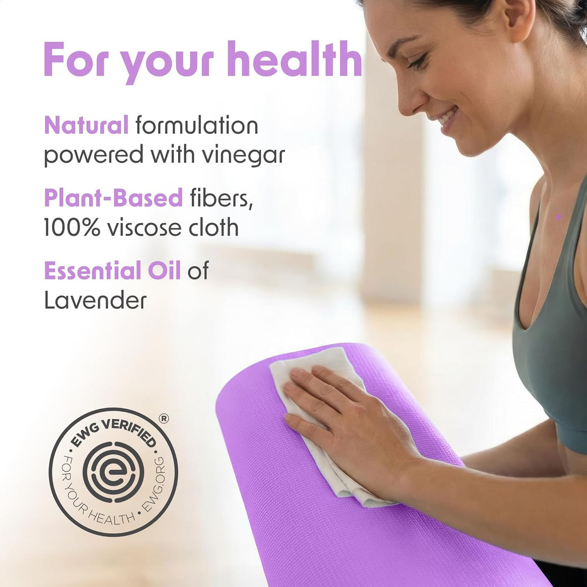 Gym Wipes - Natural Fitness Equipment Wipes, EWG Verified, Plant-Based Cloth with Lavender & Vinegar, All-Purpose Cleaner - Safe on Peloton Bikes & Yoga Mats, 400 Count