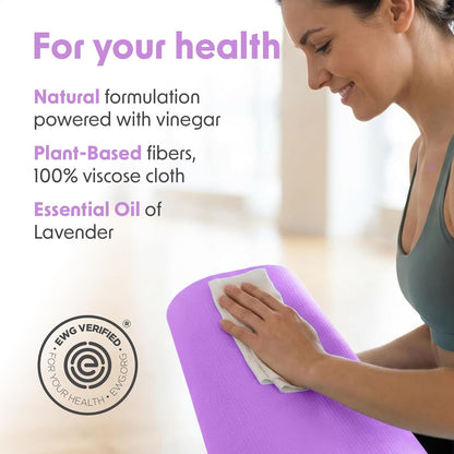 Gym Wipes - Natural Fitness Equipment Wipes, EWG Verified, Plant-Based Cloth with Lavender & Vinegar, All-Purpose Cleaner - Safe on Peloton Bikes & Yoga Mats, 400 Count